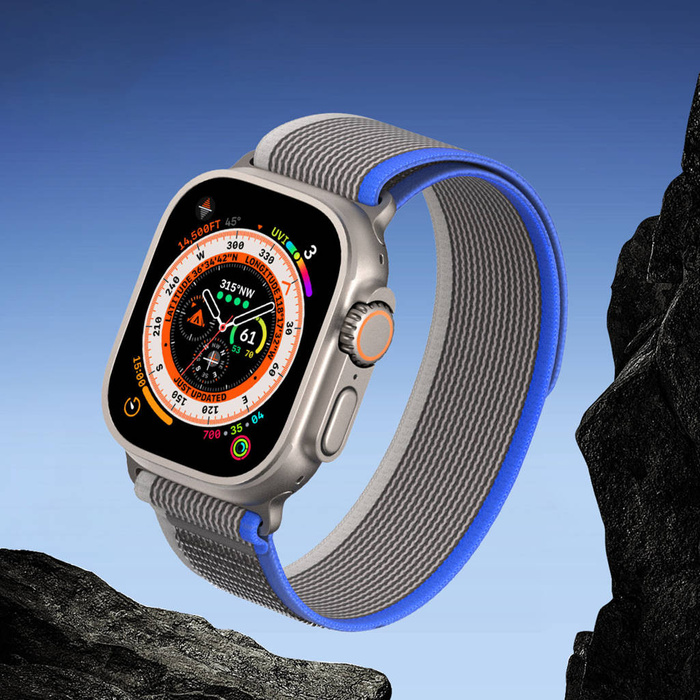 Cinturino sportivo in velcro per Apple Watch Ultra/8/7/6/SE/5/4/3/2/1 (42, 44, 45, 49mm) Dux Ducis Strap YJ Version - Blu grigio