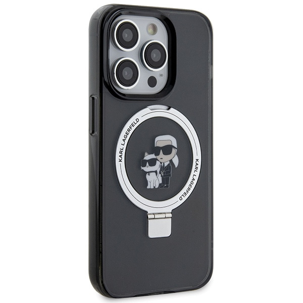 Funda Karl Lagerfeld KLHMP15XHMRSKCK iPhone 15 Pro Max 6,7" negro/negro durocase Soporte de anillo Karl&amp;Choupettte MagSafe Case