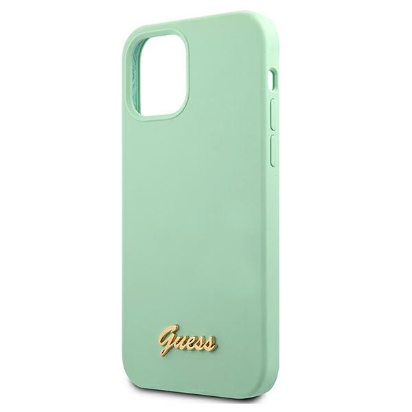 Coque GUESS Apple iPhone 12 Mini Metal Logo Script GUHCP12SLSLMGGN Vert Hardcase