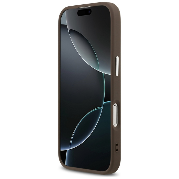 Etui Guess 4G Triangle Logo MagSafe do   iPhone 17 brązowy srebrny