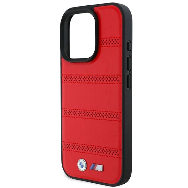 Case BMW iPhone 16 Pro 6.3" red/red hardcase M Perforated And Stitched Line MagSafe