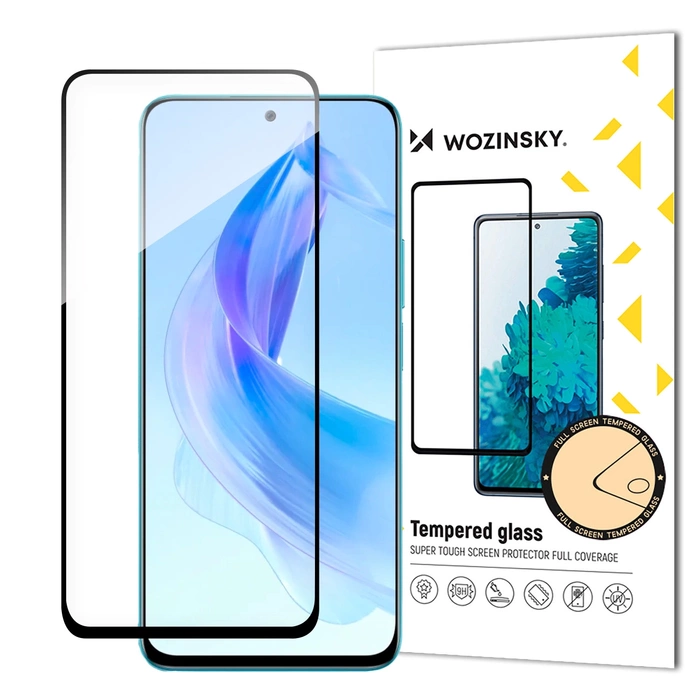 Durable Wozinsky Full Glue tempered glass for Honor 90 Lite/X50i, full screen with frame - black