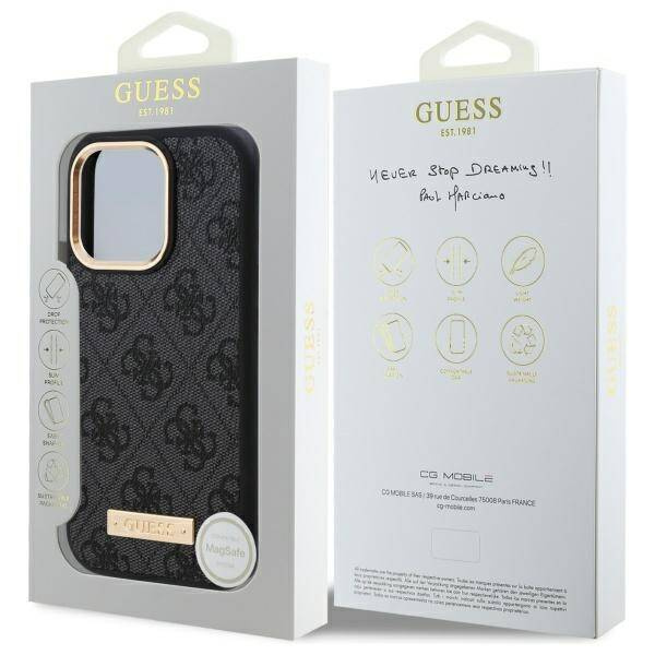 Etui Guess iPhone 16 Pro 6.3" czarny/black hardcase 4G Logo Plate MagSafe