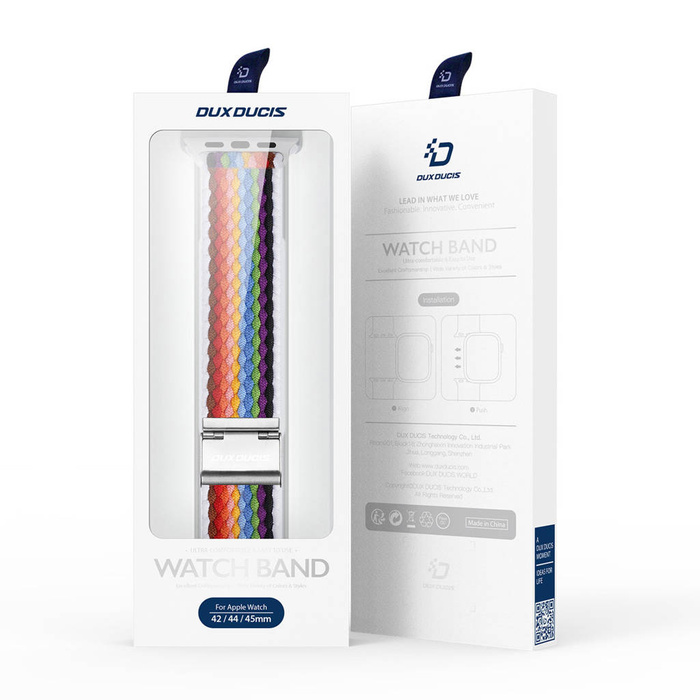 Dux Ducis Strap (Mixture II Version) Armband für Apple Watch SE, 8, 7, 6, 5, 4, 3, 2, 1 (41, 40, 38 mm) Flechtband Armband helle Streifen