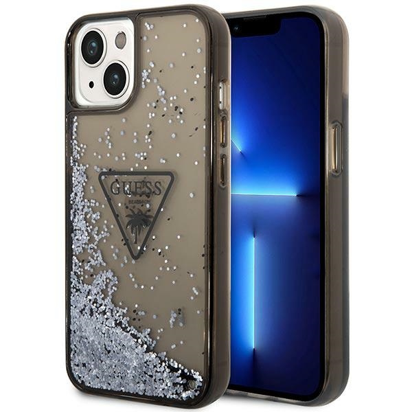 Hülle GUESS Apple iPhone 14 Plus Liquid Glitter Palm Kollektion Schwarz Hartcase