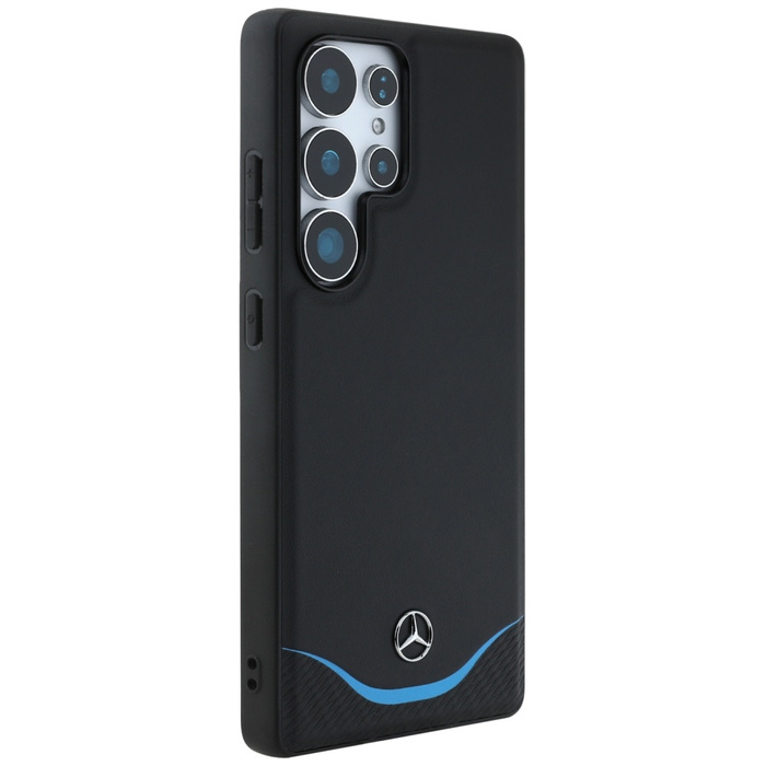 Etui Mercedes Leather Contrasted Blue     Horizontal Curve MagSafe do Samsung Galaxy S25 Ultra czarny