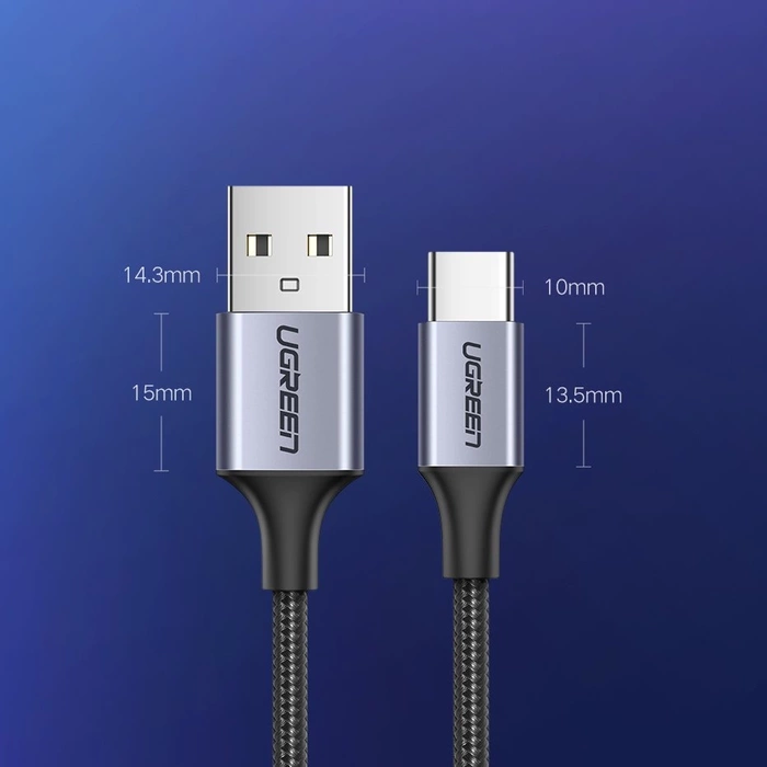 Ugreen Kabel USB - USB Type C Quick Charge 3.0 Kabel 3A 1m grau (60126)