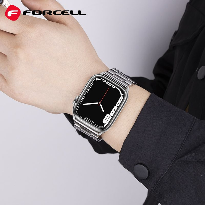 FORCELL F-DESIGN FA10 pasek do APPLE Watch 42 / 44 / 45 / 49 mm srebrny