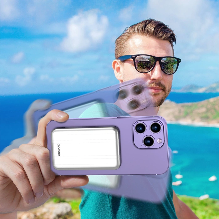 Choetech B655 induktive Mini-Powerbank MagSafe USB-A / USB-C 5000mAh - silber