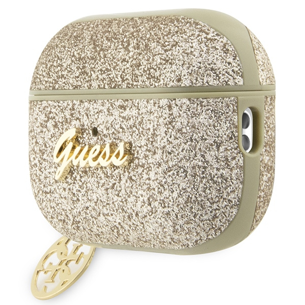 Funda Guess GUAP2GLGSHD Cubierta de los AirPods Pro 2 oro/oro Glitter Flake 4G Charm Case