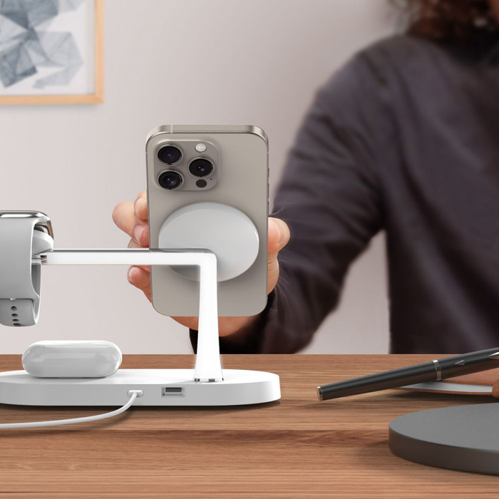 TECH-PROTECT A12 3IN1 MAGNETIC MAGSAFE WIRELESS Charger WHITE