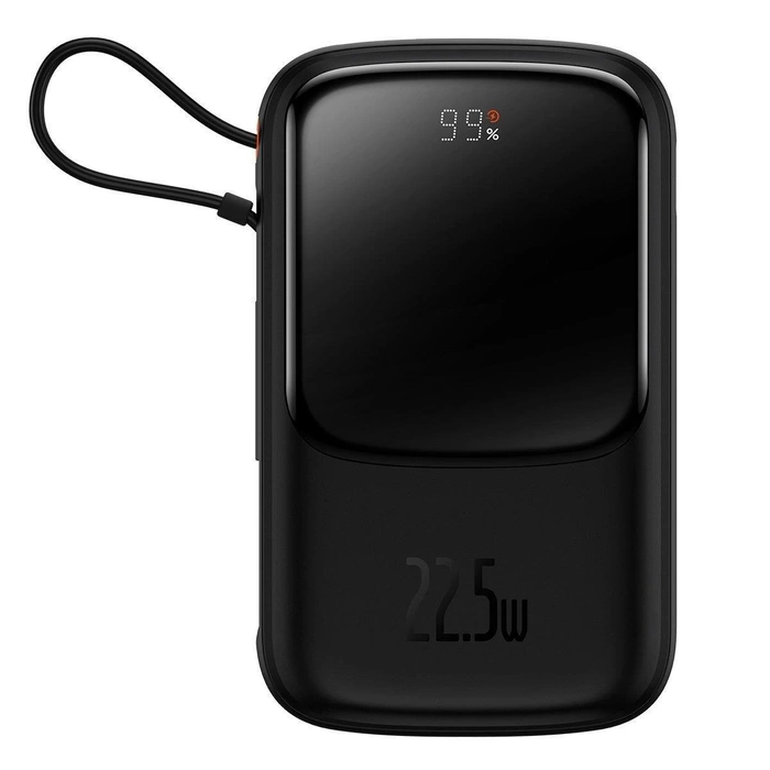 [RETURNED ITEM] Powerbanka Baseus Qpow Digital Display s rychlým nabíjením 10000mAh 22,5W QC/PD/SCP/FCP s vestavěným USB-C kabelem černá