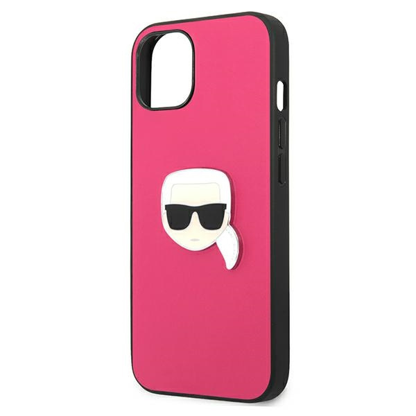 Cover KARL LAGERFELD Apple iPhone 13 Mini Pelle Iconic Karl's Head Metal Pink Hardcase