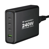 Wozinsky WGCSB 240W GaN nástěnná nabíječka USB-A / 3 x USB-C - černá