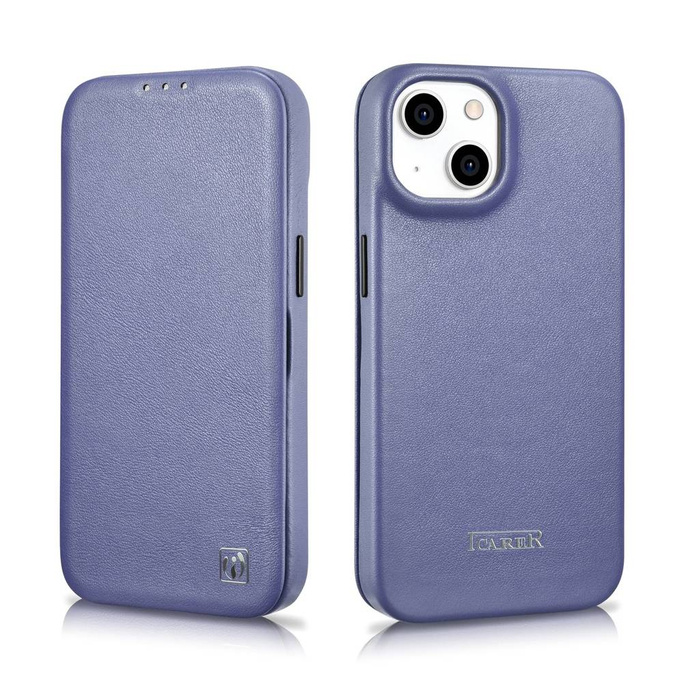 iCarer CE Custodia Folio in Pelle Premium per iPhone 14 Plus Flip Magnetic MagSafe Viola Chiaro (WMI14220715-LP)