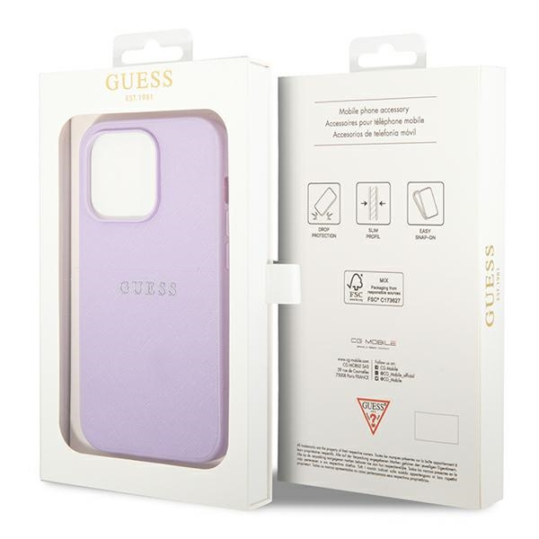 Case Guess iPhone 14 Pro 6.1" purple/purple Saffiano Strap