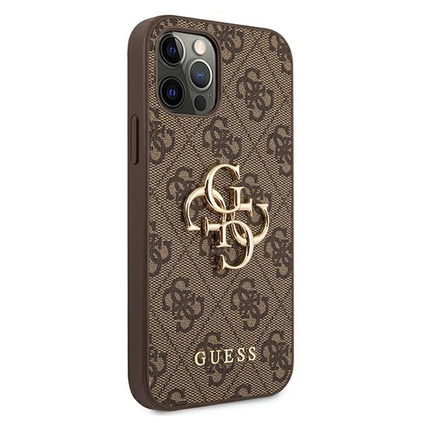 Coque GUESS Apple iPhone 12 12 Pro 4G Big Metal Logo Brown Hardcase