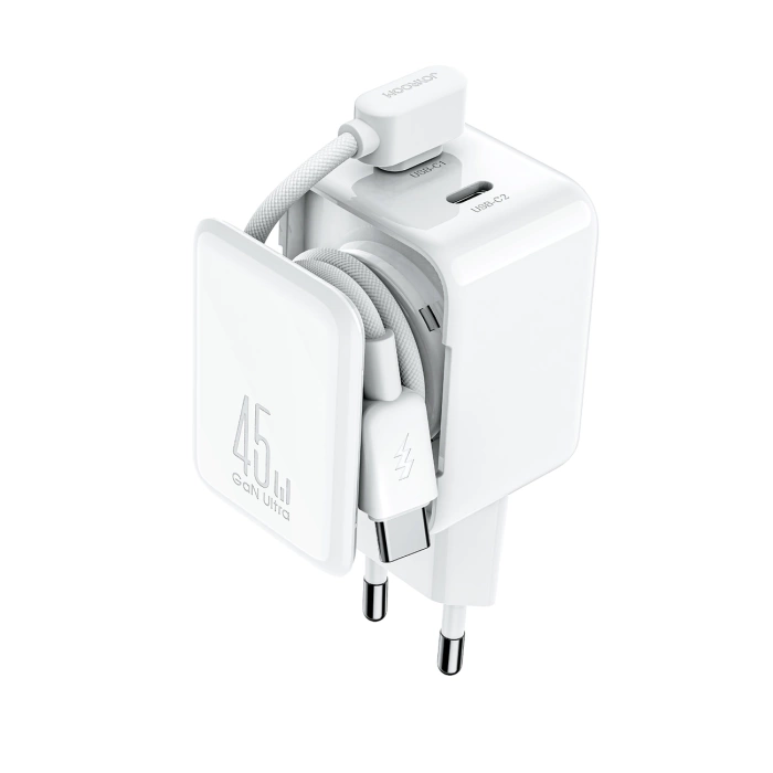 Joyroom JR-TCL05 45W GaN-Wandladegerät mit Kabel-Organizer - Weiß