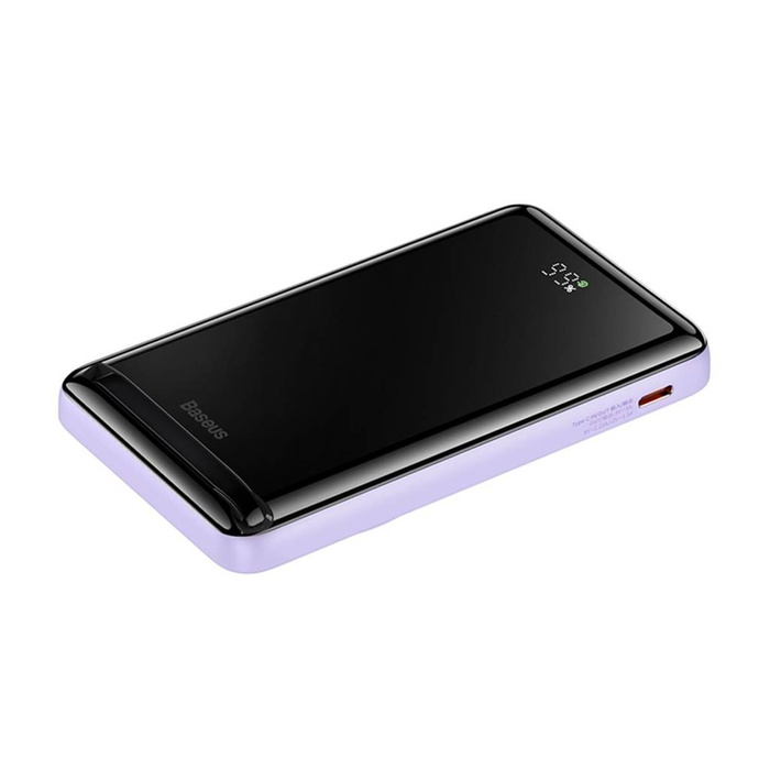 Baseus Magnetic Bracket Wireless Fast Charge Power Bank 10000mAh 20W Purple（S rychlonabíjecím kabelem řady Xiaobai Type-C to Type-C 60W(20V/3A) 50cm White）