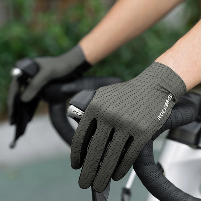 Rockbros Atmungsaktive Vollfinger-Fahrradhandschuhe, Größe: XXL - Grün