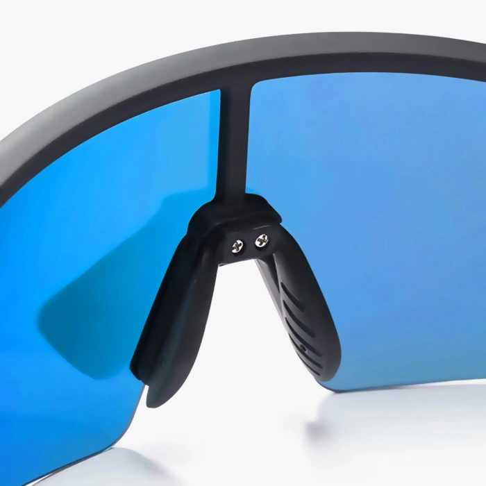 Rockbros Polarisierte Fahrradbrille mit UV-Schutz und Korrektureinsatz, blaue Gläser, Schwarz