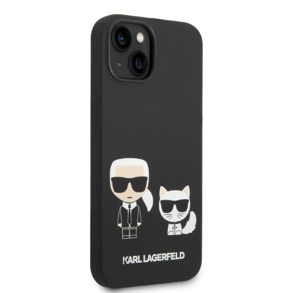 Hülle KARL LAGERFELD Apple iPhone 14 Plus Liquid Silikon Karl &amp; Choupette MagSafe Schwarz Hartcase