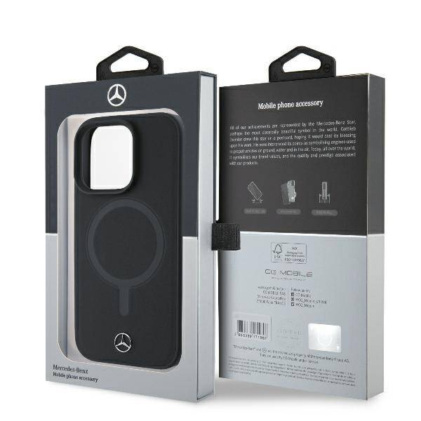 Etui Mercedes iPhone 16 Pro 6.3" czarny/black hardcase Smooth Leather MagSafe