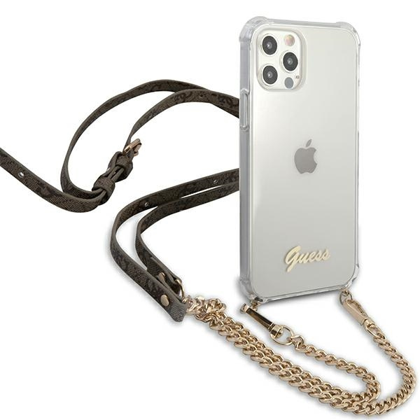 Guess Apple GUHCP12MKC4GSGO iPhone Hülle 12/12 Pro 6.1 "Transparentes Hardcase 4G Gold Chain Case