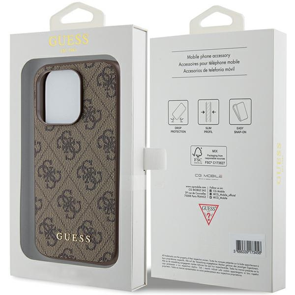 Coque Guess GUHCP15LG4GFBR iPhone 15 Pro 6.1" marron/marron dur case 4G Metal Gold Logo Case