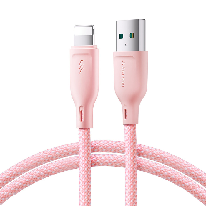 Joyroom Multi-Color Series SA34-AL3 USB-A / Lightning 3A kabel 1m - růžový
