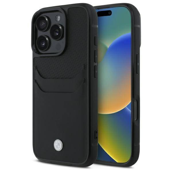 Cover BMW iPhone 16 Pro Max 6,9" nero/nero durocase Sign Leather Cardslot