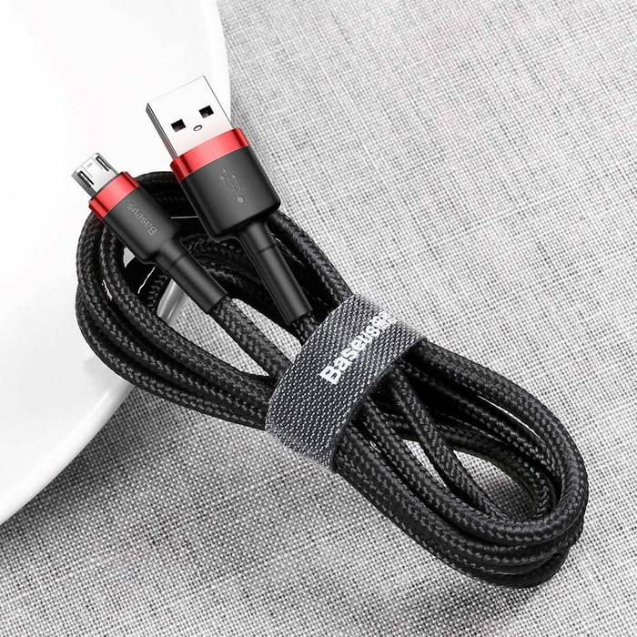 Baseus Cafule Cable Durable Nylon Braided Wire USB / micro USB QC3.0 1.5A 2M black-red (CAMKLF-C91)