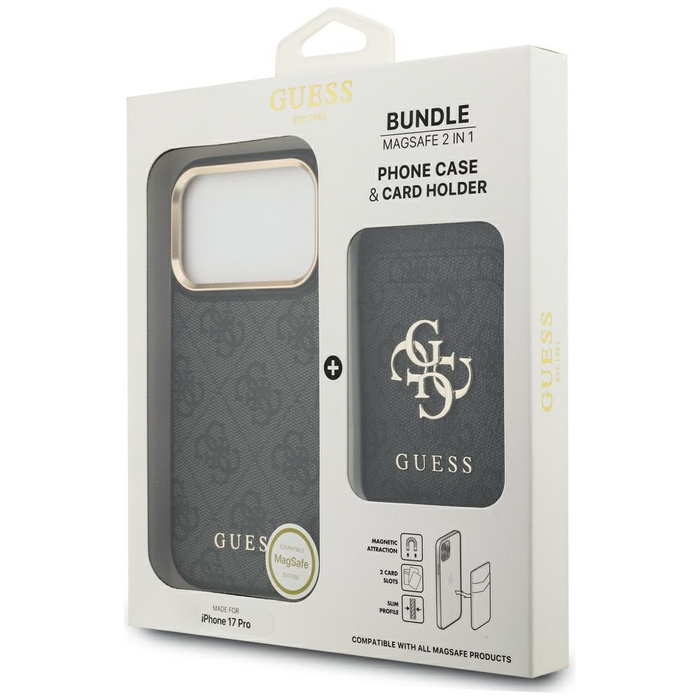 Etui Guess 4G z portfelem Magsafe do     iPhone 17 Pro czarny