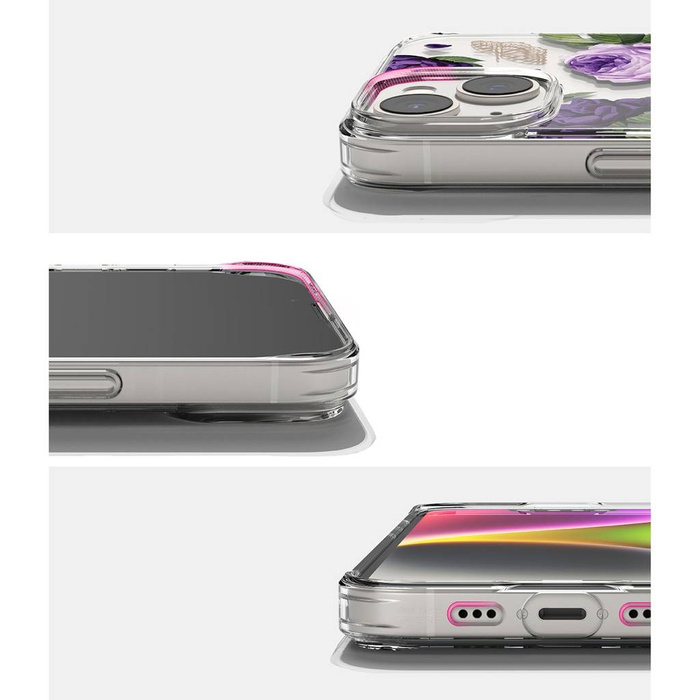 Ringke Fusion Design Armored Case con Gel Frame para iPhone 14 Plus transparente (Purple rose) (FD637E29)