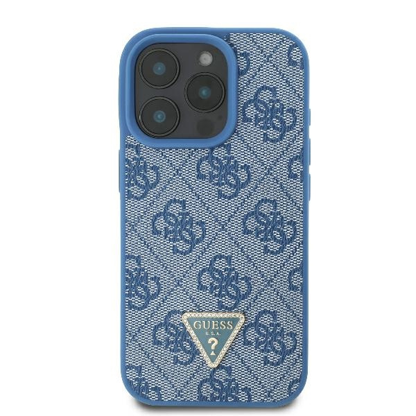 Etui Guess iPhone 16 Pro Max 6.9" niebieski/blue hardcase Leather Metal Logo Strass Crossbody