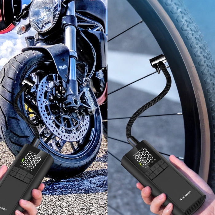 Kompresor Wozinsky WPEP-8000 pompka elektryczna powerbank 8000mAh latarka - czarny