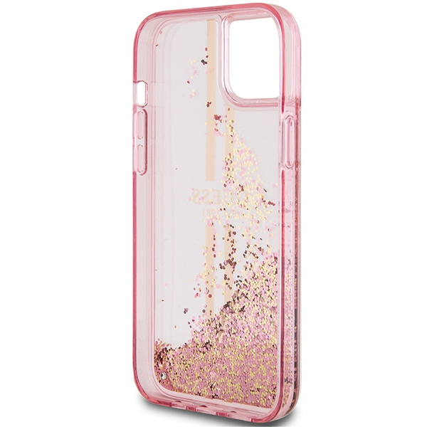 Etui Guess GUHCP15MLFCSEGP iPhone 15 Plus / 14 Plus 6.7" różowy/pink hardcase Liquid Glitter Gold Stripes Case