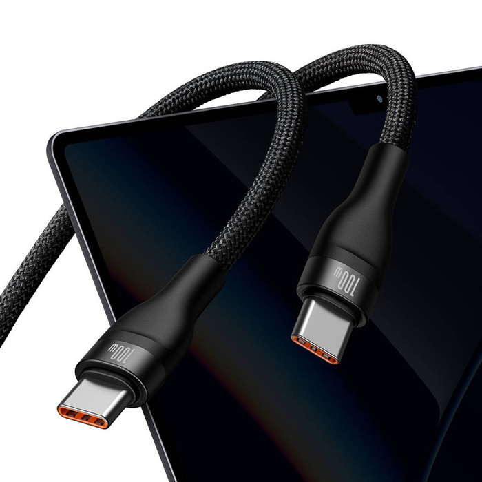 Baseus Flash Series Ⅱ Cavo di Ricarica Veloce 2in1 USB-C - 2xUSB-C 100W 1.5m nero