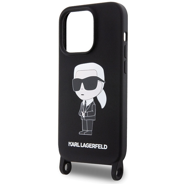 Coque Karl Lagerfeld KLHCP15XSCBSKNK iPhone 15 Pro Max 6.7" hardcase noir/noir Crossbody Silicone Ikonik Case