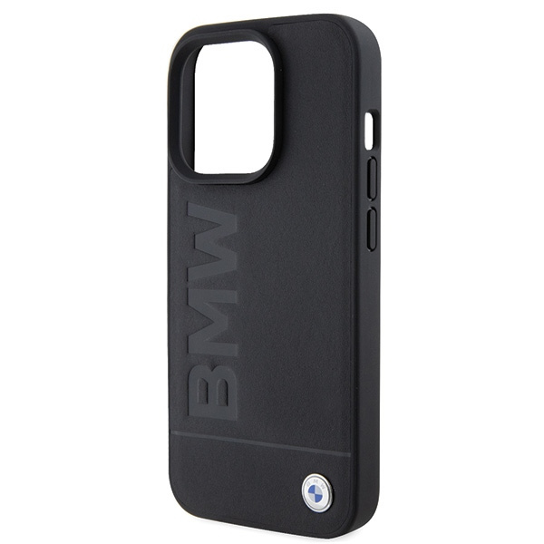 Etui BMW BMHMP15LSLLBK iPhone 15 Pro 6.1" czarny/black MagSafe Leather Hot Stamp Case