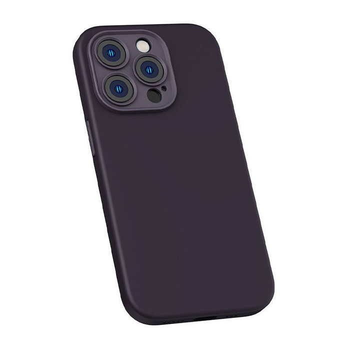 Baseus Liquid Silica Gel Case for iPhone 14 Pro (Elderberry)+ tempered glass + cleaning kit