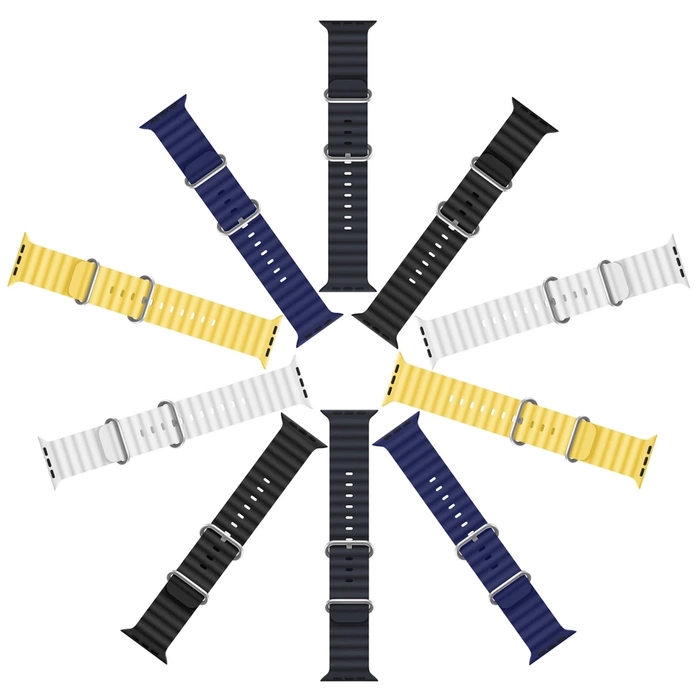 Dux Ducis Strap Watch 9 / 8 / 7 / 6 / 5 / 4 / 3 / 2 / SE (41 / 40 / 38 mm) Silikonband Armband Marineblau (OceanWave-Version)