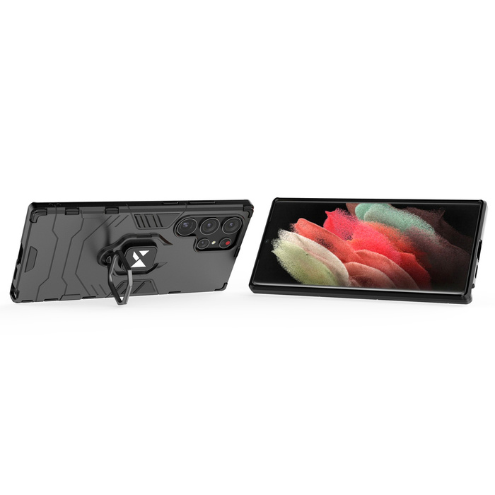 Wozinsky Ring Armor pour Samsung Galaxy S23 Ultra coque blindée support magnétique anneau noir