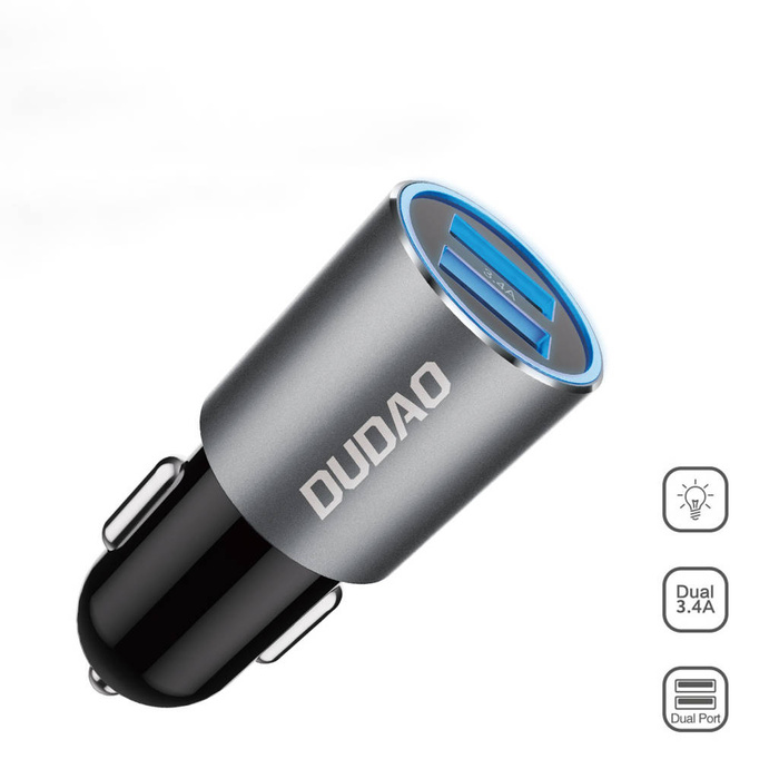 Dudao nabíječka auto 2x USB 3,4A šedá (R5s šedá)