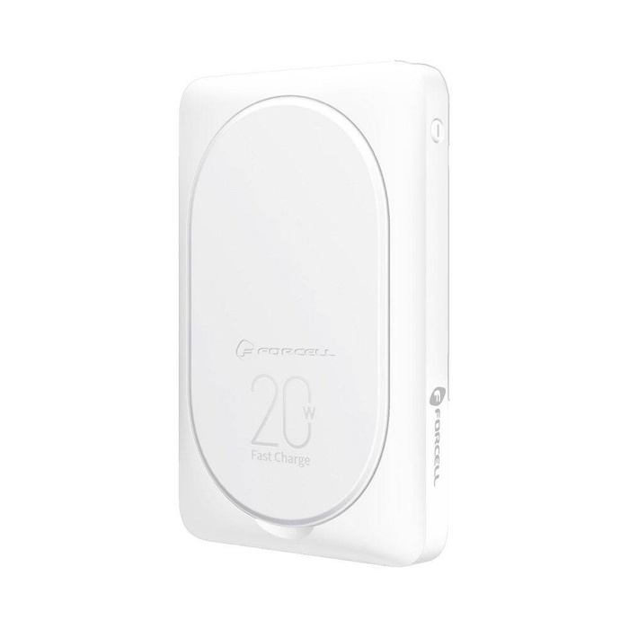 Powerbank zgodny z MagSafe Forcell F-Energy MagStand F10K2 QC3.0 PD 5A 20W 10000 mAh biały