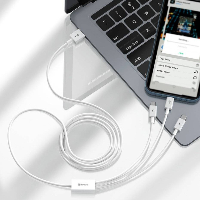 Baseus Superior Kabel USB - Lightning / Micro USB / USB Typ 3,5 A 1,5m Blau (CAMLTYS-03)