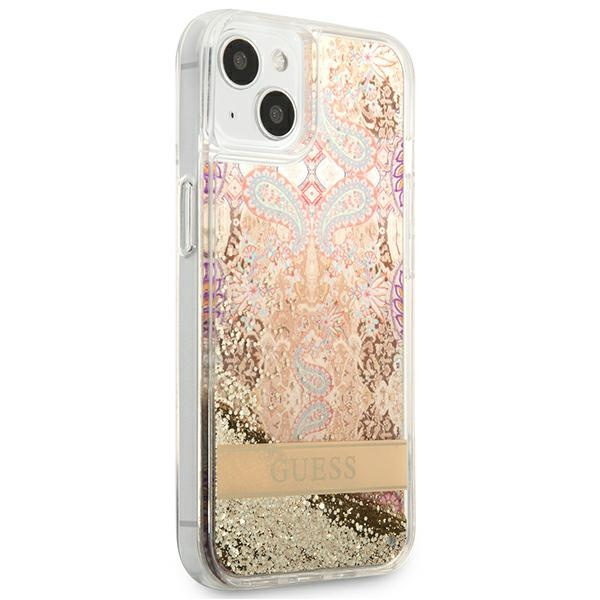 Case GUESS Apple iPhone 13 Mini Paisley Liquid Glitter Gold Hardcase