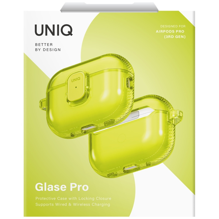 Etui UNIQ Glase Pro do AirPods Pro 3     Lock Case żółty