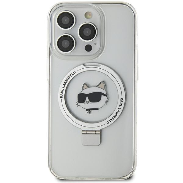 Coque Karl Lagerfeld KLHMP15XHMRSCHH iPhone 15 Pro Max 6.7" blanc/blanc durcase Ring Stand Choupette Head MagSafe Case