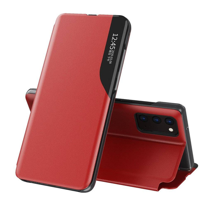 Cuir Eco View Case étui élégant coque avec rabat et fonction stand Samsung Galaxy A72 4G rouge